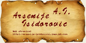 Arsenije Isidorović vizit kartica
